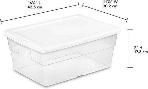 Miniatura 2 de Sterilite 16428012 caja de almacenamiento de 6 cuartos paquete de 12 unidades tapa blanca con base transparente