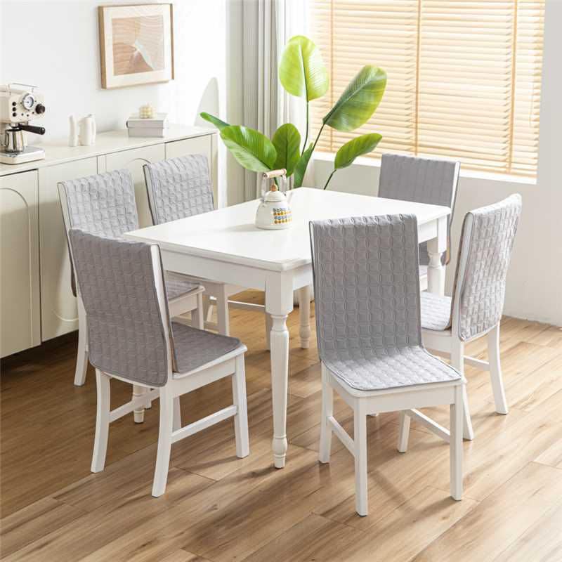 Image of HOMETHREADS Non-Slip Chair Cover-Universal Fit for Kitchen & Dining Chairs-Cushioned Comfort - Stylish Machine Washable Seat Cover-140x40cm (Grey, Pack of 6)