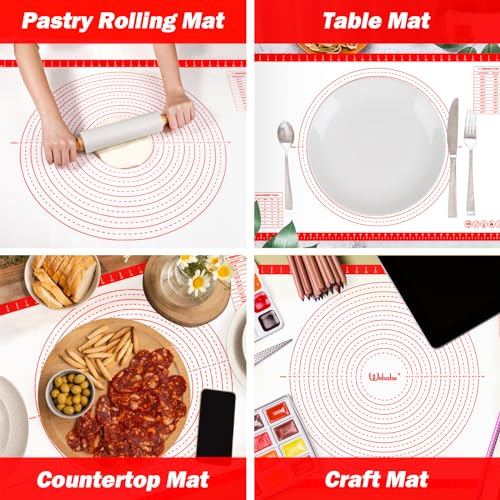 Webake Backmatte Silikon Groß XXL 90 x 60 cm Silikonmatte Backen Rutschfeste Backunterlage Silikon Matte Küche Teigmatte mit Messung für Fondant Gebäck Pizza Brot