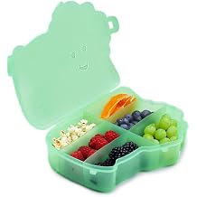 melii Animal Shaped Snackle Box - Divided Snack Container, Food Storage for Kids, Removable Dividers, Arts & Crafts, Beads, BPA-Free - Dinosaur