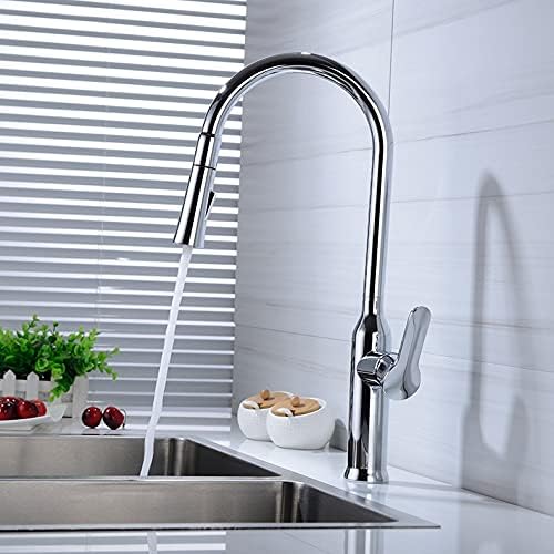 ADITAM Kitchen Sink Mixer Taps Pull Out Kitchen Faucet, Chrome Sink Mixer Tap, 360 Degree Rotation Kitchen Mixer Taps, Kitchen Tap, Brass Water Tap Easy to Install Double the comfort