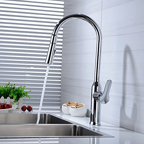 Kitchen Sink Mixer Taps Pull Out Kitchen Faucet, Chrome Sink Mixer Tap, 360 Degree Rotation Kitchen Mixer Taps, Kitchen Tap, Brass Water Tap Easy to Install Double the comfort