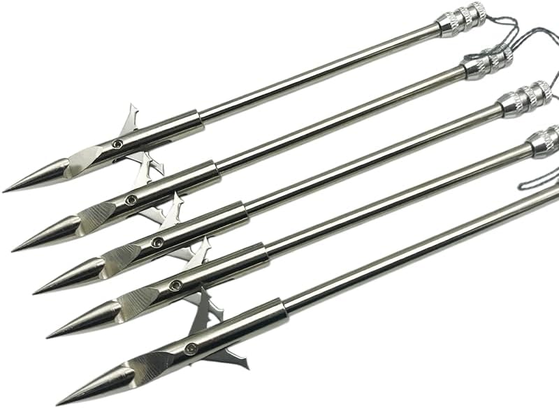10pcs Stainless Steel Spear Arrowhead, Deep Water Hunting Arrow with Seamless Barbed Tip, Bullet Head Fish Spear for Bowfishing & Catapult