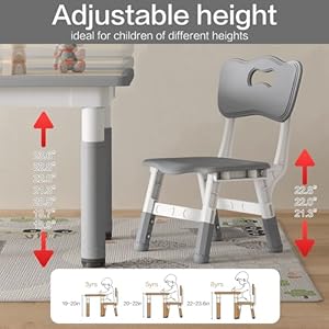 Kids table and chairs height adjustable toddler table and chairs 315l x 236w graffiti table with 4 chairs for reading drawing eating for ages 3 8 grey  urban country home decor