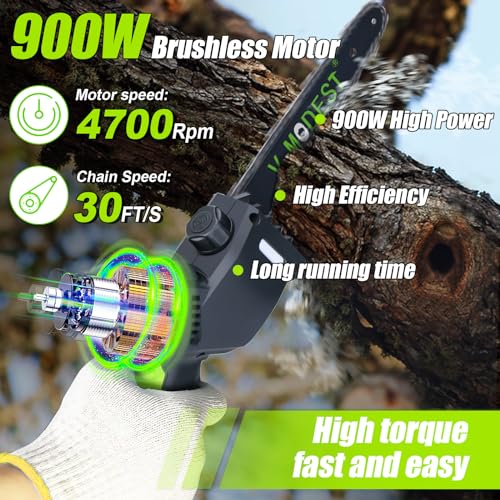 V-Modest 2-In-1 Cordless Pole Saw, 8 Inch & 10 Inch Brushless Electric Pole Chainsaw Powered By 21V 4.0Ah Battery thumb #2