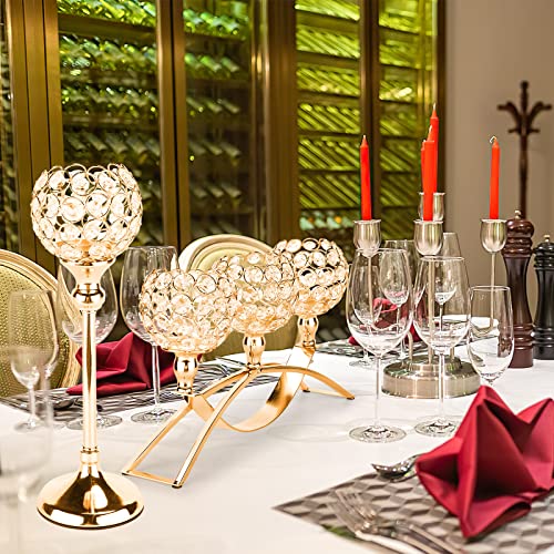 Gold Crystal Candle Holders Decorative Candelabra 3 Arms Candlesticks Holder Table Centerpiece Center Pieces Decoration for Dining Table Home Decor, Wedding, Party, Anniversary - Image 5