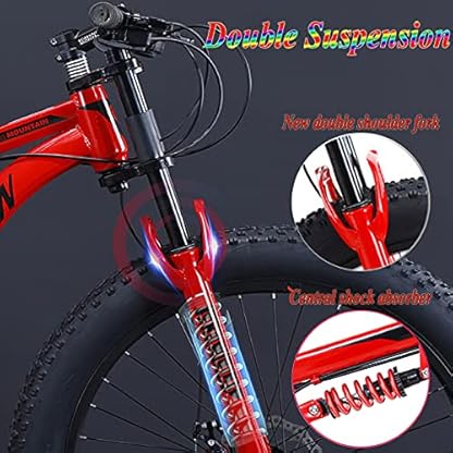 YQCXG Mountainbikes, Mountainbike 26 Zoll Fat Tire für Männer und Frauen, Doppelfederung für Erwachsene Mountain Trail Mountainbikes, All Terrain Fahrrad mit verstellbarem Sitz und Doppe – Bild 6