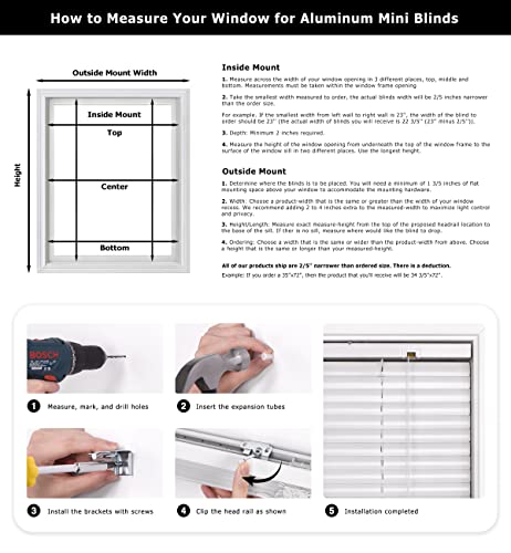 Lazblinds Cordless 1" Aluminum Horizontal Mini Blinds, Light Filtering Blinds For Windows, Blinds & Shades For Window Size 22'' W X 64'' H, Black #TOP5