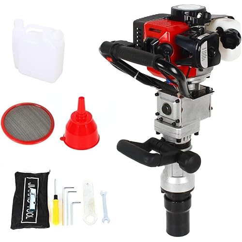 Powered T Post Driver Fence Post Driver,32.6CC 2-Stroke Portable Farm Piling Driver Single Cylinder Gasoline Push Tool Machine for Fence Posts Stakes Pipe (32.6CC)