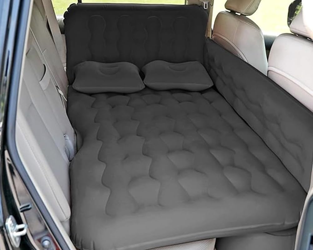 Air Mattress Bed for car, Car Air Mattress with Inflation Pump, 2 Inflatable Pillows and 2 Footrests for Back Seat, Side Seat, Trunk Sleeping, Thickened Camping Bed - Black
