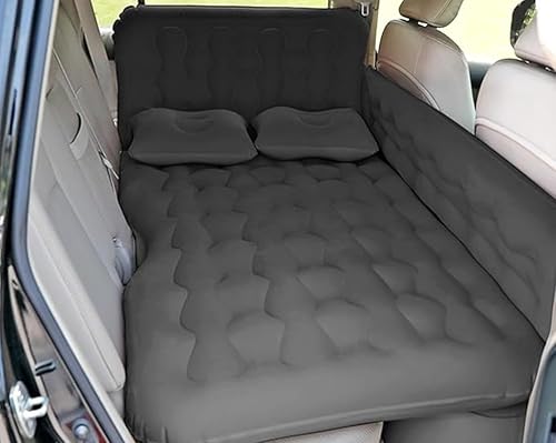 Air Mattress Bed for car, Car Air Mattress with Inflation Pump, 2 Inflatable Pillows and 2 Footrests for Back Seat, Side Seat, Trunk Sleeping, Thickened Camping Bed - Black