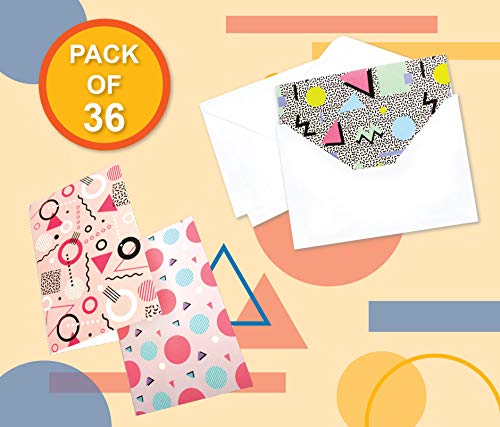 36 Pack All Occasion Assorted Blank Greeting Cards - 80's Retro Rainbow Designs - Blank Greeting Cards with Envelopes Included 4 x 6 Inches Thank You Cards, Birthday Cards, Graduations,Congratulations - Image 4