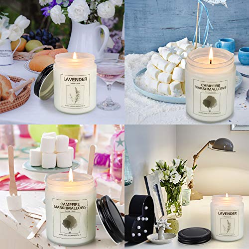 Marshmallow And Lavender Candles For Home Scented, Aromatherapy Candle 2 Pcs, Soy Wax Candle Set, Gift With Strongly Fragrance Jar Candles #TOP4