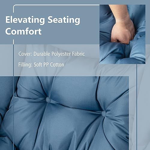Sillón plegable comodidad poliéster azul miniatura 4