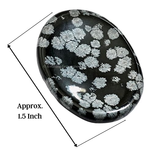 Image of Amazing Gemstone Snowflake Obsidian Worry Stone Crystals and Healing Stones for Stress Relief Gifts - Piedra Crystal Fidget for Meditation - Unique Stocking Stuffers and Birthday Gifts