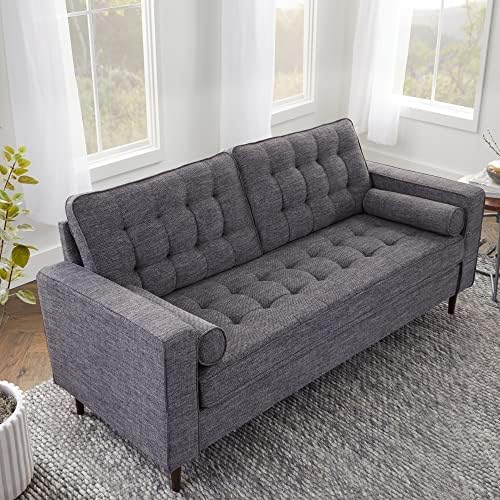 Edenbrook Lynnwood Upholstered Sofa - Couches for Living Room - Charcoal Couch - Small Couch - Living Room Furniture - Includes Bolster Pillows