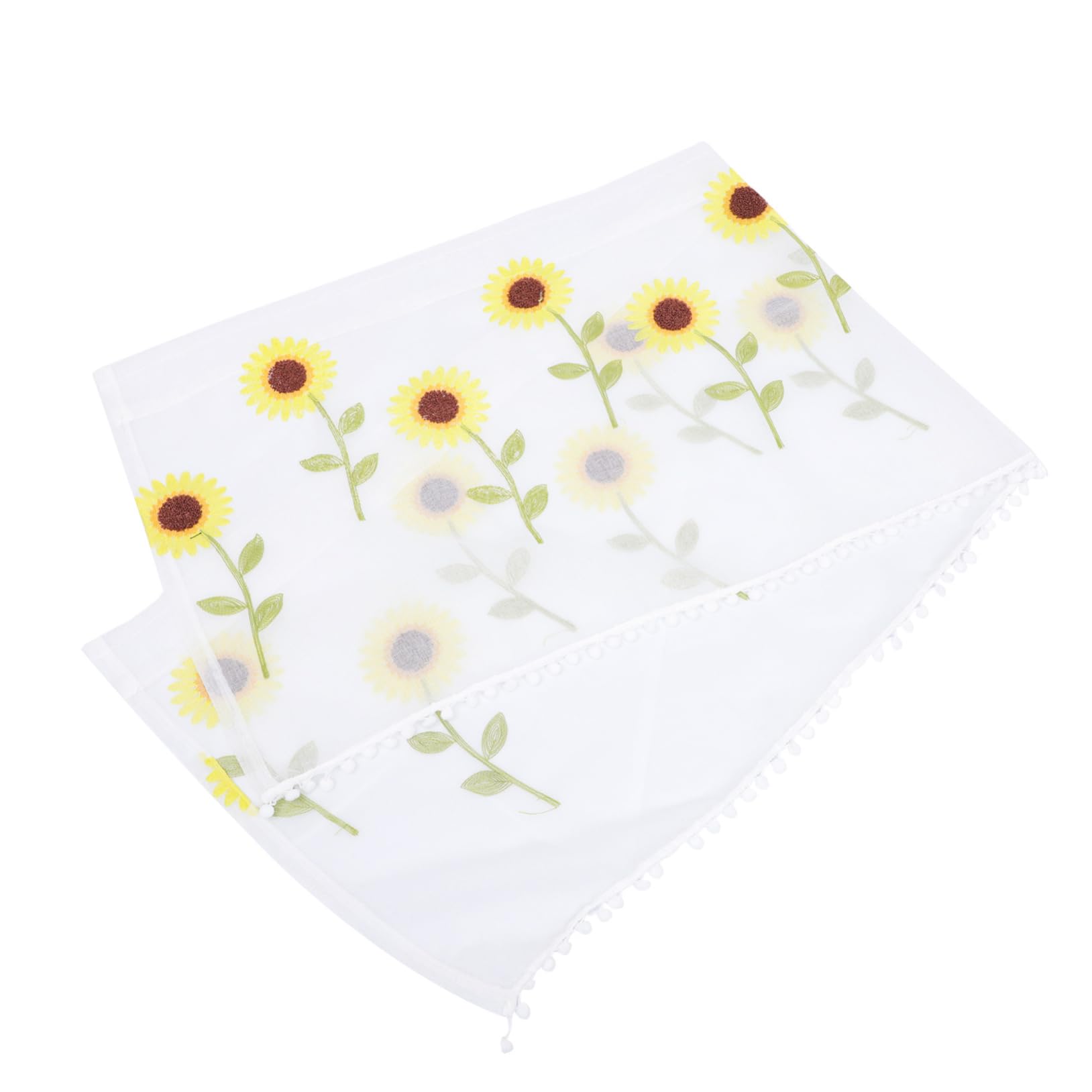 Cortinas de medio nivel con estampado de girasoles decoración rústica