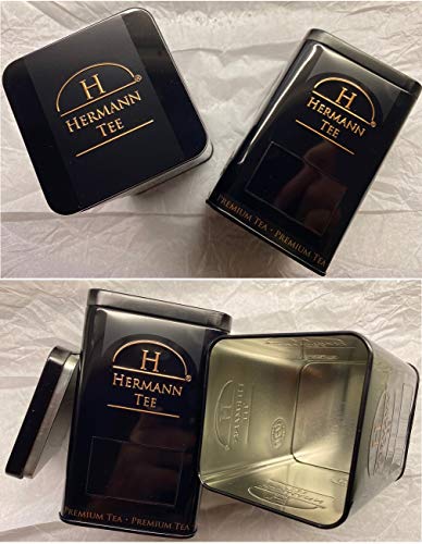 6x Premium Teedose Schwarz Eckige Vorratsdose 13,5 x 6,5 x 6,5cm Cover