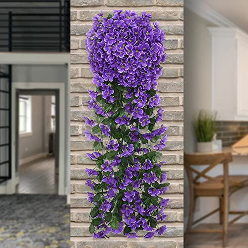 Vivid Artificial Hanging Orchid Bunch, 2023 New Fake Hanging Plants Colorful Orchid Flower Bouquet, Colorful Orchid Flower Bouquet Fake Hanging Plants For Indoor Outdoor Garden Decor (1, Purple) #TOP1