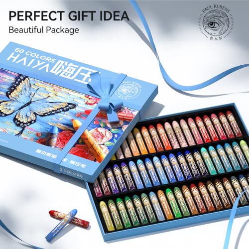Paul Rubens Pastel, conjunto de 60 cores vibrantes, pastéis de óleo macio, textura cremosa, fácil de