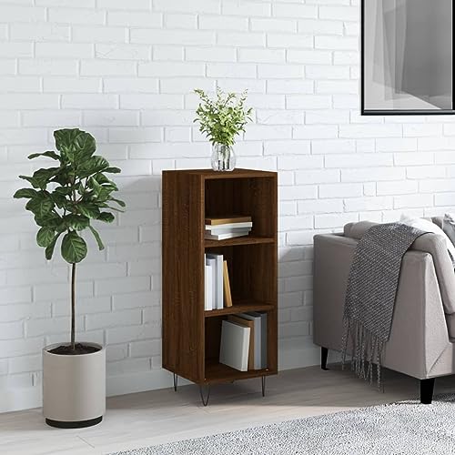 Nqyjm - Mueble de almacenamiento con compartimentos, aparador, roble marrón, 34,5 x 32,5 x 90 cm, madera de ingeniería, armario lateral, armario para comedor, cocina, sala de estar, dormitorio modelo