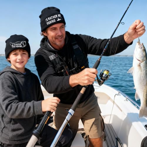 image for GOAUS Fishing Gifts Funny Hat Beanie and Socks, Gifts for Men Boys Dad