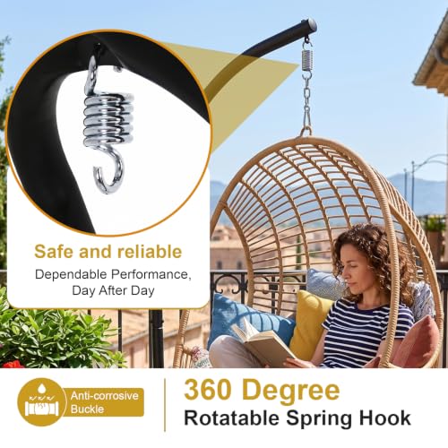 FDW Hammock Chair Stands Hanging Hammock Stands,C Stand Outdoor Solid Steel Heavy Duty Stand Only Construction for Hanging Hammock Air Porch Swing Chair Indoor by FDW - Image 6