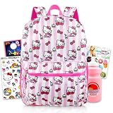 Hello Kitty Conjunto de mochila para meninas – Conjunto de 6 peças Sanrio 40,6 cm, bolsa escolar, garrafa, tatuagens, mais | Mochila escolar Hello Kitty para crianças