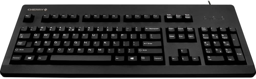 CHERRY G80-3000, Kabelgebundene Mechanische Tastatur, Deutsches Layout (QWERTZ), USB-Anschluss, Robust, Programmierbare Tasten, MX Blue Switches, Schwarz