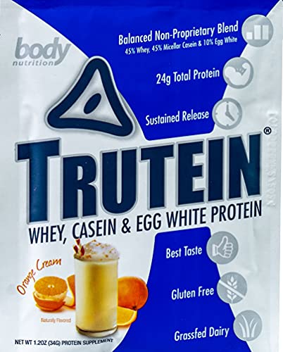 Body Nutrition Trutein Orange Cream Sample 34g Protein Shakes/Shake, Meal Replacement Drink Mix, Post/Pre Workout Recovery Shake Powder, Breakfast Shake