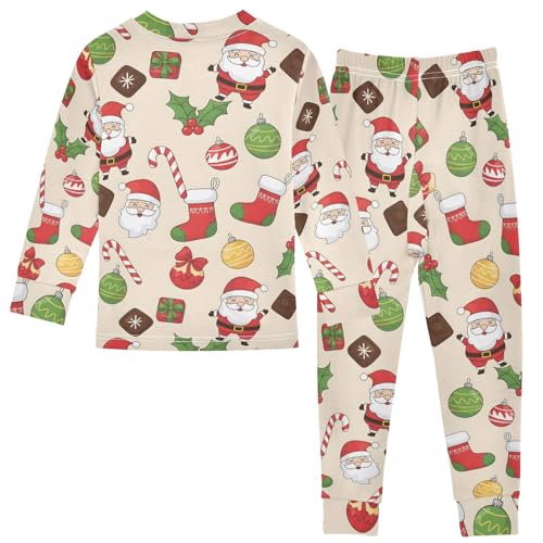 Pajama Sets Long Sleeve Christmas Pattern with Santa Socks Soft Comfy Sleepwear 2 Piece PJS 3-8T3