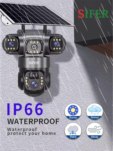 Image of SIFER 5 MP Full HD Triple Lens Solar CCTV Camera | Night Vision | 4g sim Solar CCTV Camera 360 Outdoor | Motion Detection | 2-Way Audio | Cloud & SD Card Supported