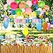 Tropical Luau Party Decoration Pack Hawaiian Beach Theme Party Flamingo Pineapple Décors Multi Scene Luau Party Supplies (135pcs) Happy Birthday & Aloha Felt Banner Table Skirt Disposable Tablecloth