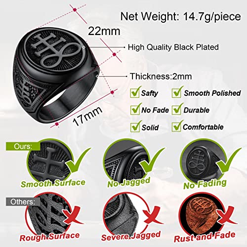 Faithheart Gothic Jewlery Leviathan Cross Rings Stainless Steel Women Satan Satainism Signet Ring For Cool Male Size 9 #TOP4