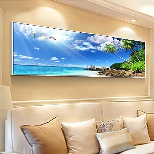 Kit broderie diamant 5D strass cristal brillant motif plage grand format