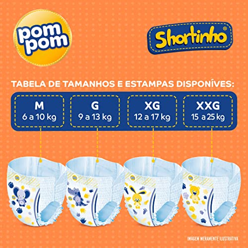 Fralda Shortinho, Pom Pom, Jumbinho G pacote de 16