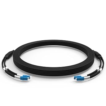 E-link 50Meters 165ft LC to LC Outdoor Armored 4 Core Fiber Patch Cable, 9/125 SM Fiber Optic Cable Single-Mode Fiber Optic Cable Patch Cord Jumper LC-LC Armored Patch Cables LSZH, 5.0mm