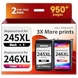 245XL 246XL combo pack Replacement for Canon 245XL Black Ink and 246XL Ink Cartridge PG-245 CL-246 for Pixma MX490 MG2522 MX492 TR4520 TS202 TS3322 TS3122 for Cannon 245 & 246 Printer ink (2 Pack)