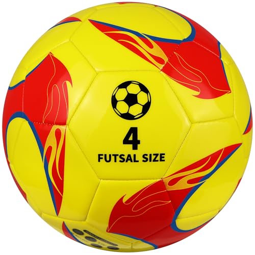 JPHNAN Futsal Ball Size 4 Low Bounce Soccer Ball Yellow/Red