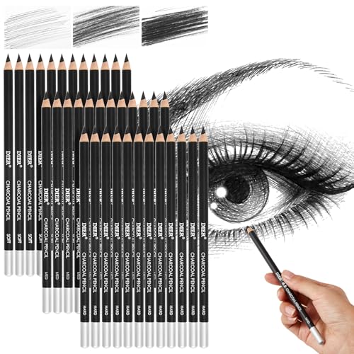 Geyoga 36 Pcs Professional Charcoal Pencils Set