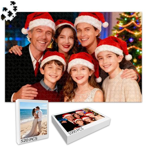 Puzzle Photo Personnalisé 1000/500/300 Pieces Puzzle Personnalisé Photo HD pour Famille Adultes Couple Cadeau Personnalisés pour Noël Mariage Anniversaire