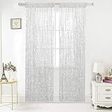 AIZESI 35IN x78.5IN Glitter String Curtain Panel,Window Panel Room Divider Strip Tassel for Wedding Coffee House Restaurant Parts,String Curtains White