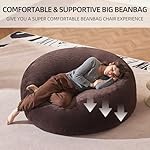 Bean Bag Chair 4Ft, Memory Foam Filled, Large Beanbag Chairs for Adults and Teens, Soft Sofa with Removable Flannel Cover, Round Couch for Living Room Bedroom College Dorm (Brown, 4FT-47×47"×24") - Image 5