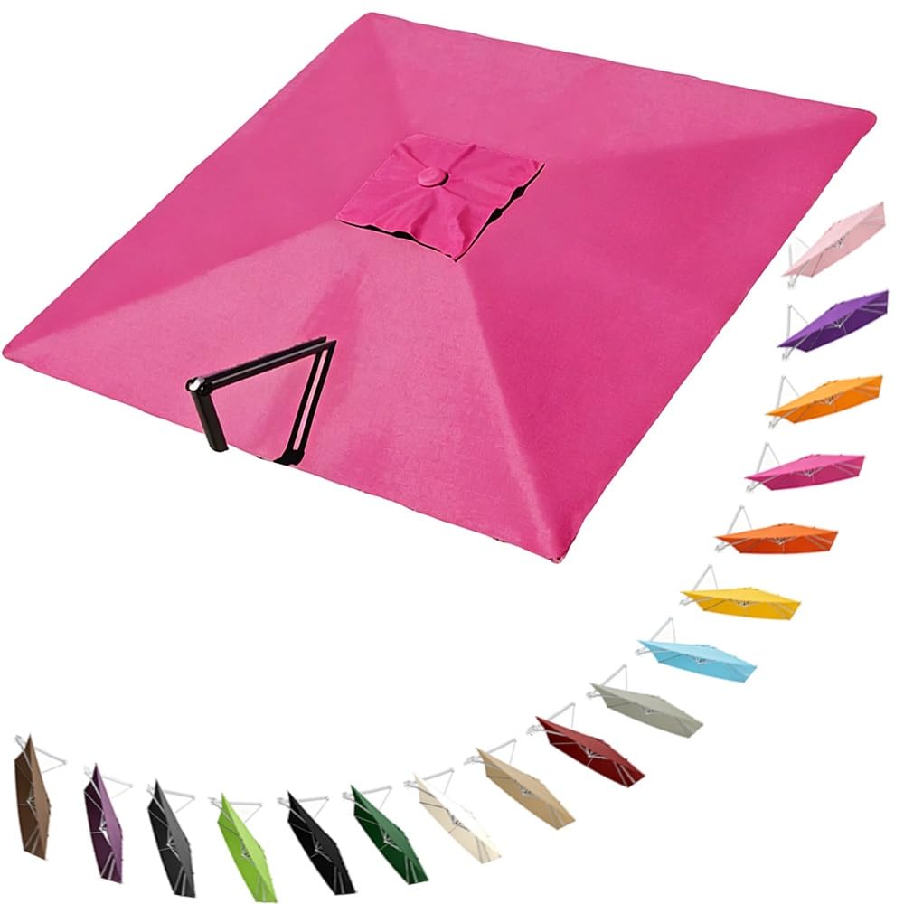 HAEKEBC Square Offset Umbrella Canopy Cantilever Patio Umbrella Replacement Canopy 8 Ribs Parasol Replacement Canvas For Yard Pool(Dark pink,2.5x2.5m (8.2x8.2ft))
