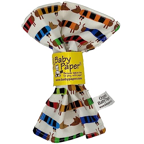 Baby Paper Original Crinkle Teether & Sensory Toy for Babies & Infants | Organic Dachshund | Non-Toxic, Washable | Great for Baby Showers
