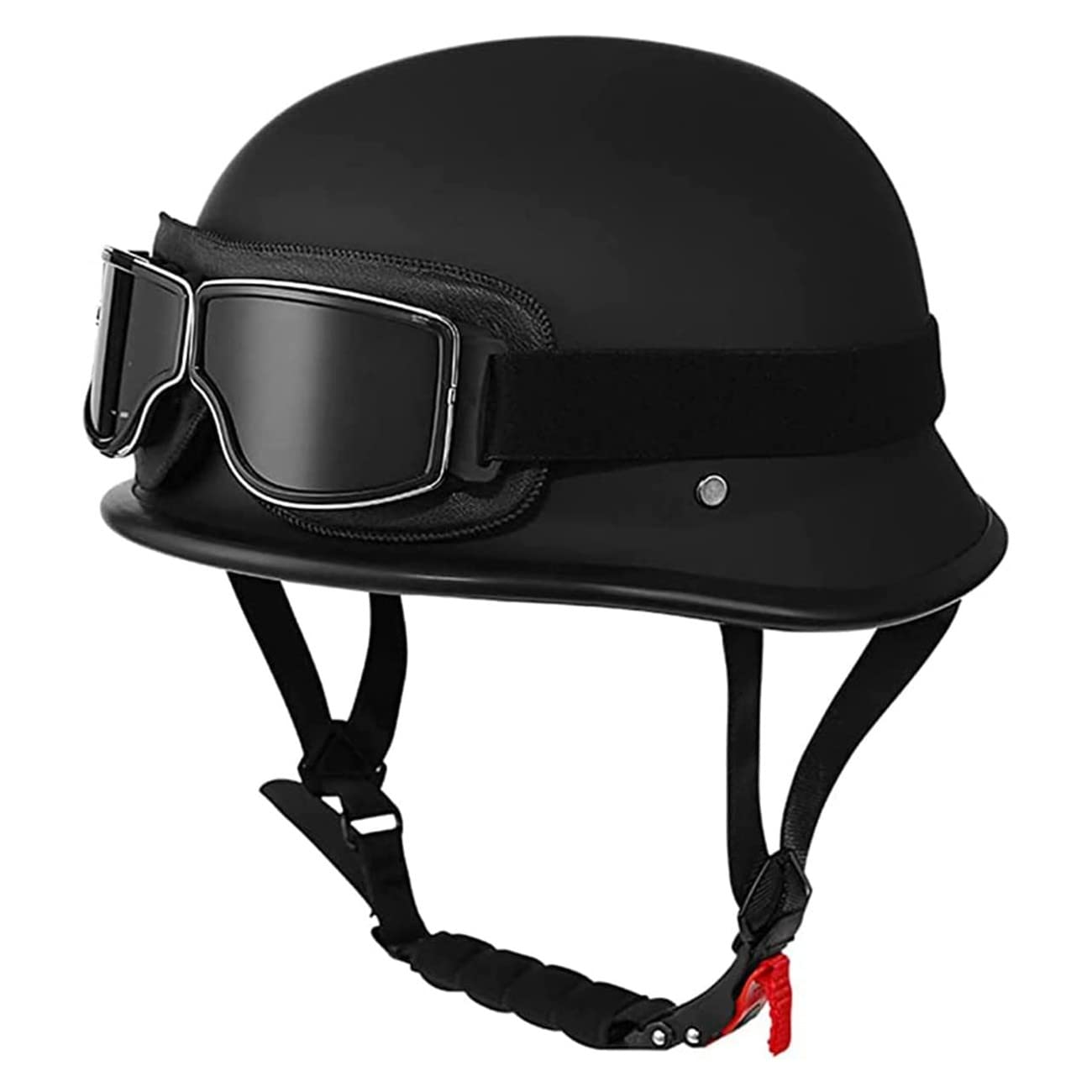 Retro Halbhelm Motorradhelm Deutscher Stil Roller Anti-Collision Helm Mit Persönlichkeit Brille Halbschale Jethelm Für Herren Damen Offenem Helm ECE Zertifizierung