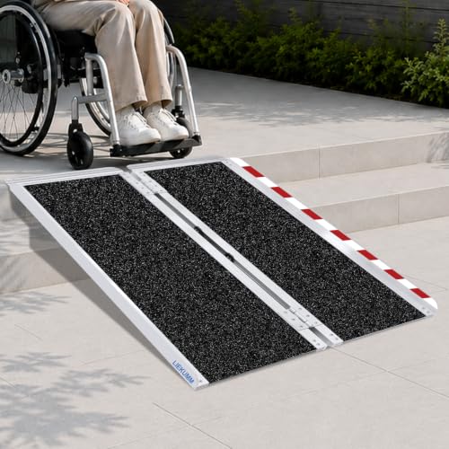 LIEKUMM Rollstuhlrampe 121 cm, 300 kg Tragkraft Aluminium Rampe Rollstuhl