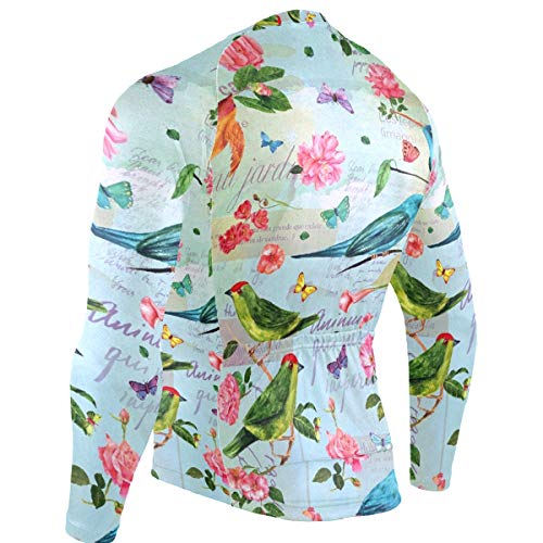 SLHFPX Butterfly Bird Flower Mens Cycling Jersey Coat Full Sleeve Outdoor Cycle Skinsuits Outfit