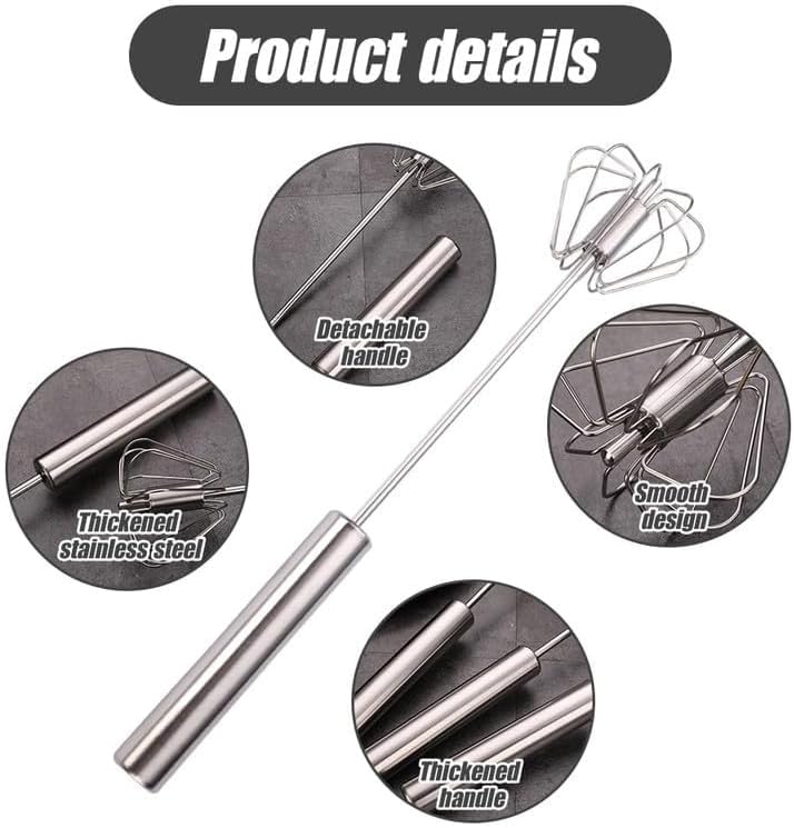 Miniatura 8 de Batidor semiautomático de acero inoxidable, batidor de huevo, batidora de mano, herramienta agitadora de mano para cocinar, cocina, hogar, leche de
