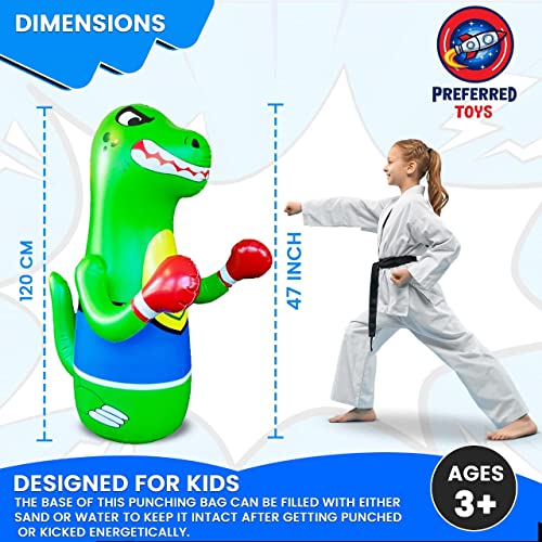 Preferred Toys - Inflatable Punching Bag For Kids - Bop Bag Inflatable Punching Toy - Inflatable Dinosaur With Instant Bounce Back Movement - Bottom Space Can Use Sand Or Water (47” Height) #TOP1